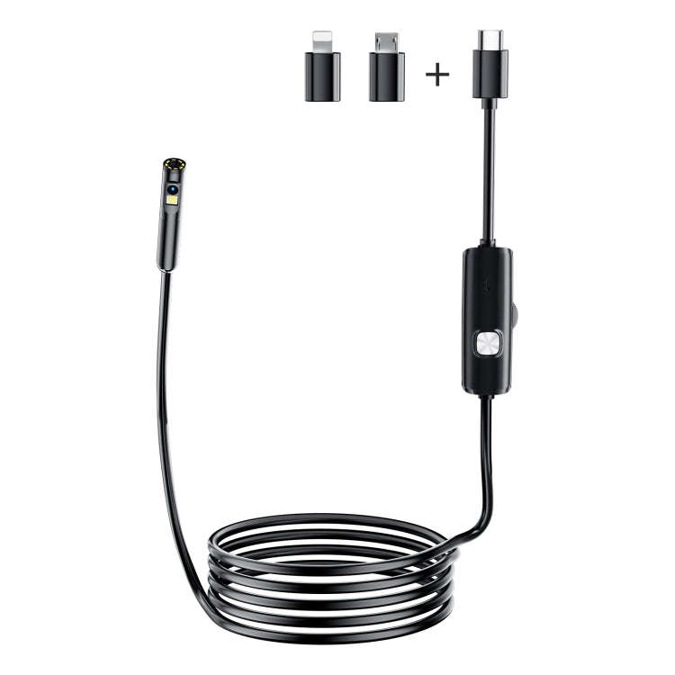 AN112 8mm Double Lenses HD Industry Endoscope Type-C + Micro USB + 8 Pin Connection, Length:3.5m ...