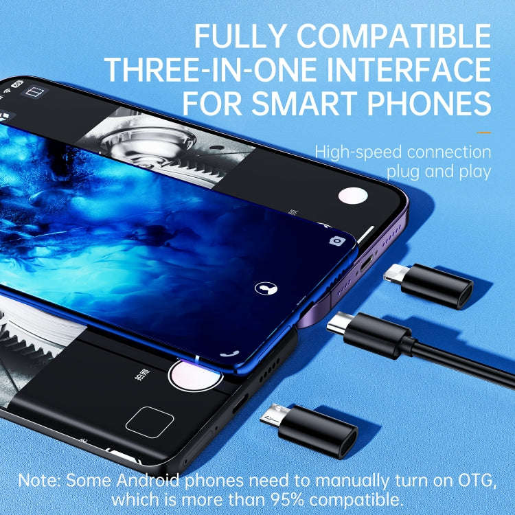 AN112 8mm Double Lenses HD Industry Endoscope Type-C + Micro USB + 8 Pin Connection, Length:3.5m ...