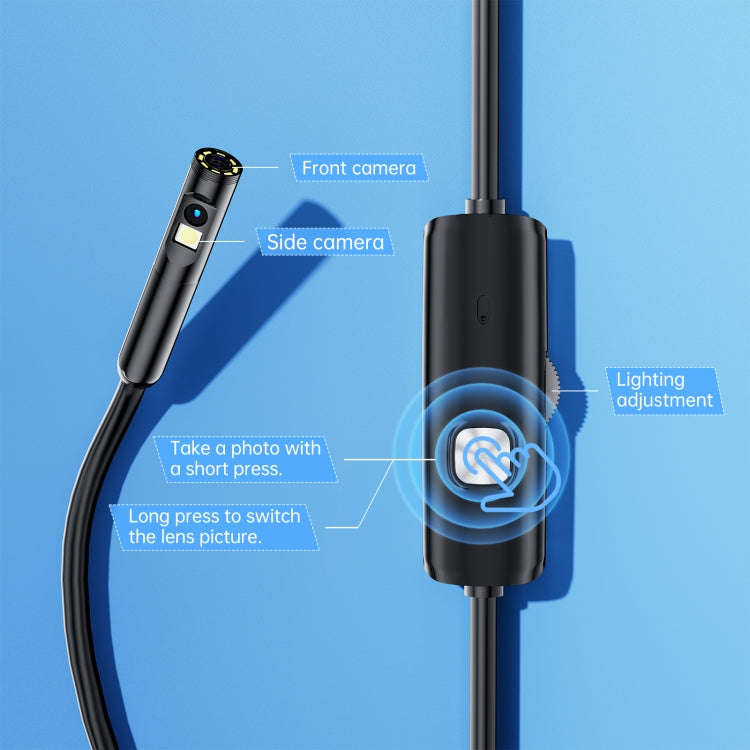 AN112 8mm Double Lenses HD Industry Endoscope Type-C + Micro USB + 8 Pin Connection, Length:3.5m ...