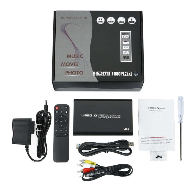 MP2506P 4K 30Hz HD Media Player, Support Auto Loop Play Videos & Photos & Music(EU Plug)
