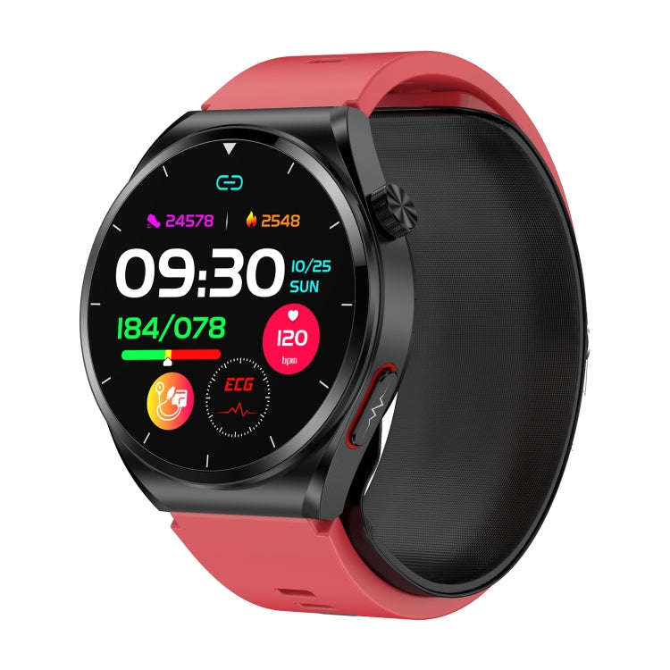 S22 Air Pump Blood Pressure Testing ECG Health Smart Watch, 1.39 inch Round Screen(Red)
