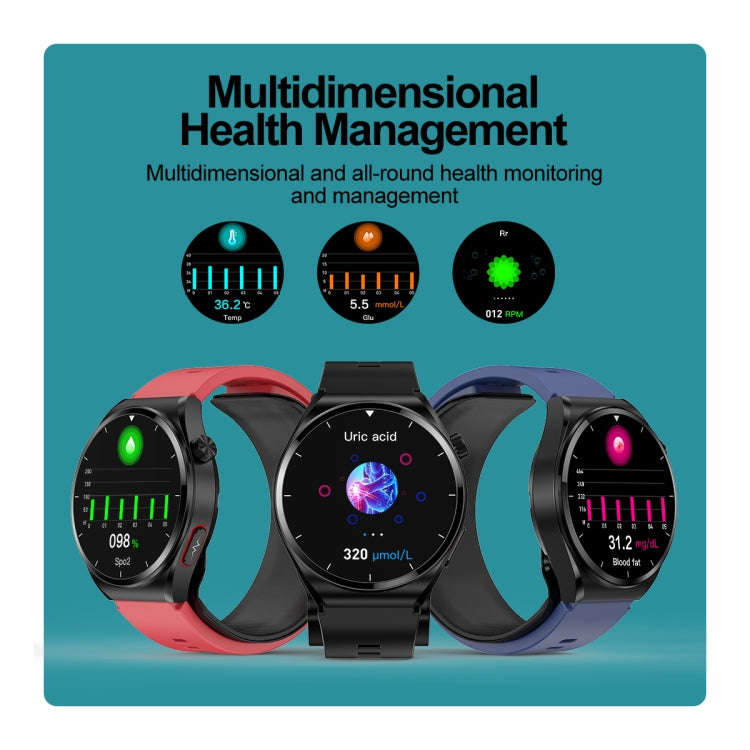 S22 Air Pump Blood Pressure Testing ECG Health Smart Watch, 1.39 inch Round Screen(Red)