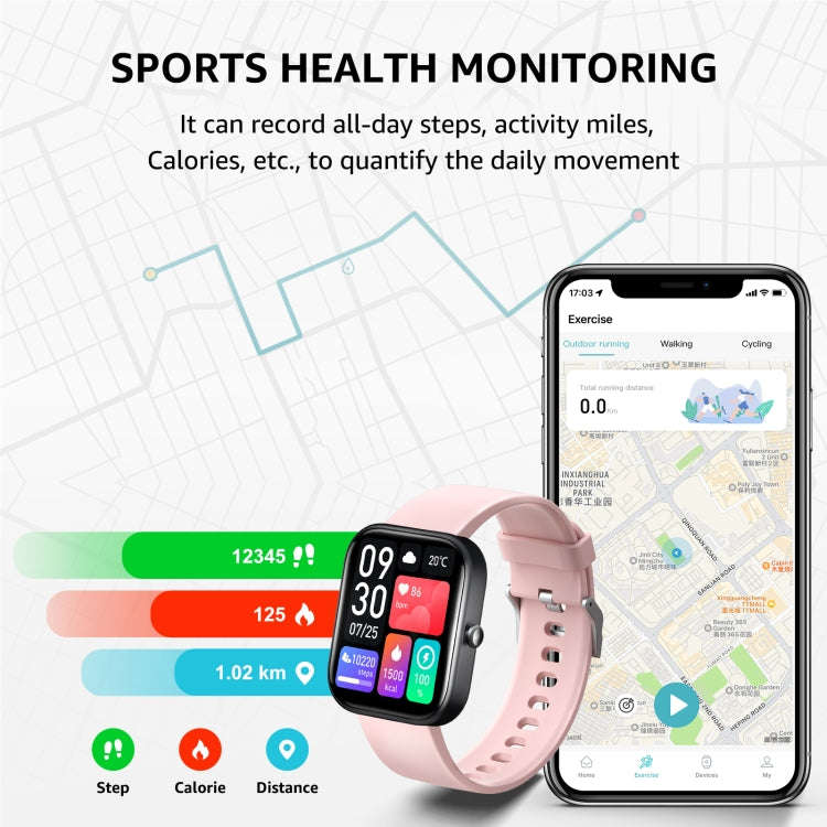 GTS5 2.0 inch Fitness Health Smart Watch, BT Call / Heart Rate / Blood Pressure / MET / Blood Glu...