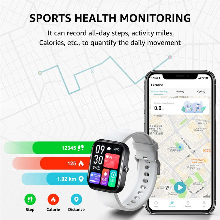 GTS5 2.0 inch Fitness Health Smart Watch, BT Call / Heart Rate / Blood Pressure / MET / Blood Glu...