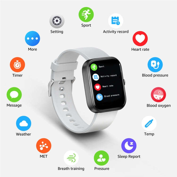 GTS5 2.0 inch Fitness Health Smart Watch, BT Call / Heart Rate / Blood Pressure / MET / Blood Glu...