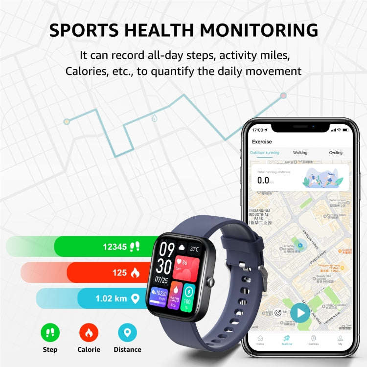 GTS5 2.0 inch Fitness Health Smart Watch, BT Call / Heart Rate / Blood Pressure / MET / Blood Glu...