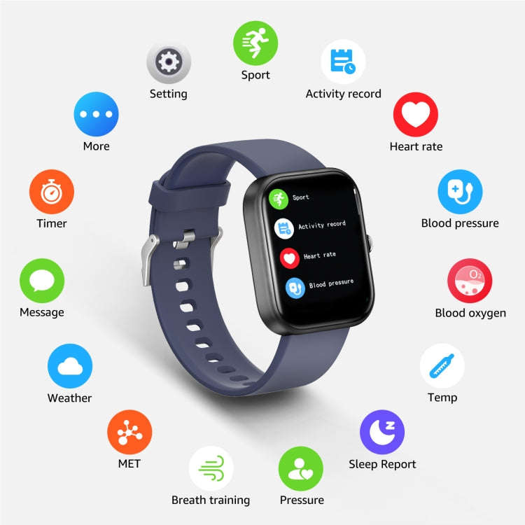GTS5 2.0 inch Fitness Health Smart Watch, BT Call / Heart Rate / Blood Pressure / MET / Blood Glu...