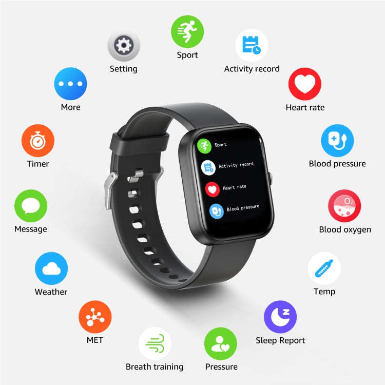 GTS5 2.0 inch Fitness Health Smart Watch, BT Call / Heart Rate / Blood Pressure / MET / Blood Glu...