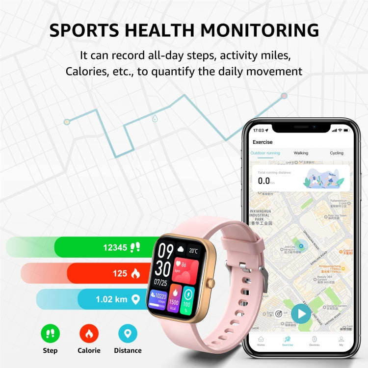 GTS5 2.0 inch Fitness Health Smart Watch, BT Call / Heart Rate / Blood Pressure / MET / Blood Glu...
