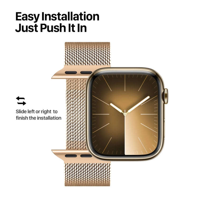 For Apple Watch Series 7 45mm DUX DUCIS Milanese Pro Series Stainless Steel Watch Band(Gold)
