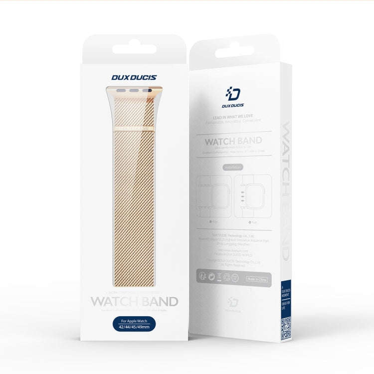 For Apple Watch Series 7 45mm DUX DUCIS Milanese Pro Series Stainless Steel Watch Band(Gold)