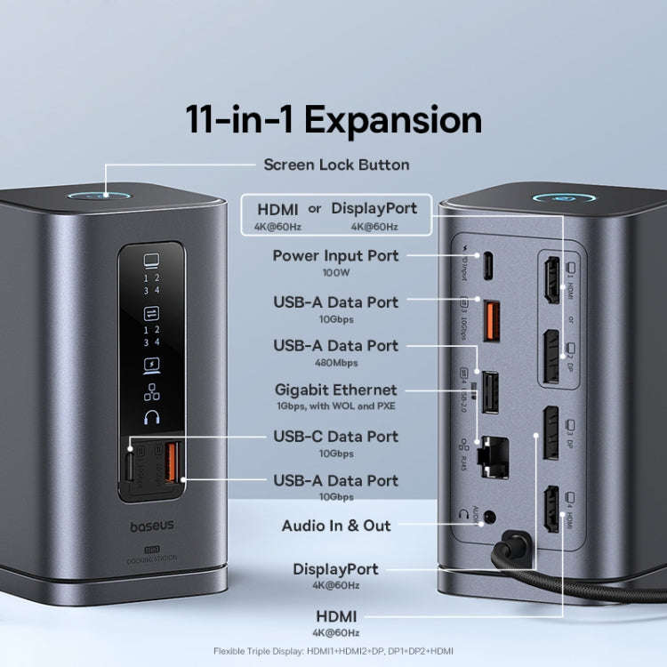 Baseus Spacemate Series 11 in 1 Working Station Multifunctional USB-C / Type-C HUB Adapter(Space ...