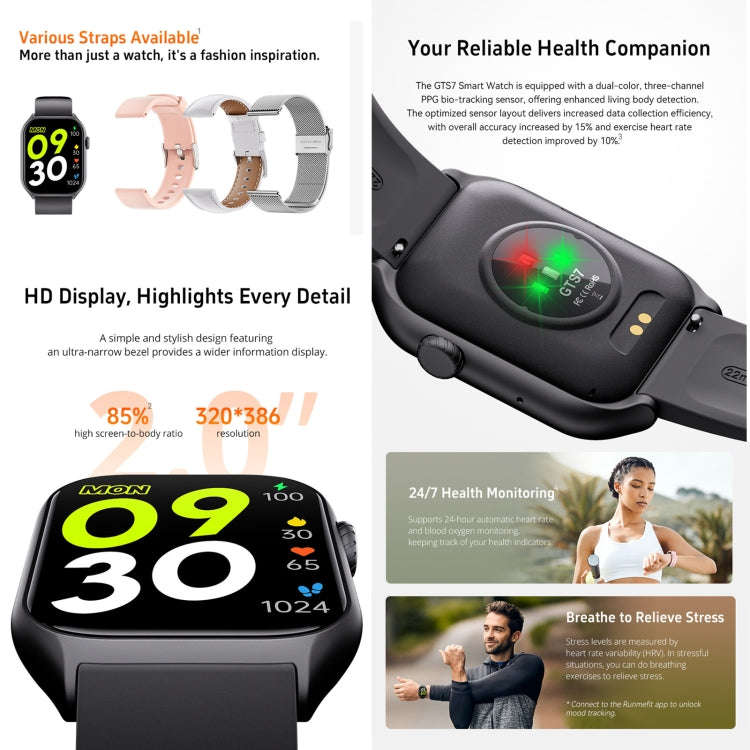 GTS7 2.0 inch Fitness Health Smart Watch, BT Call / Heart Rate / Blood Pressure / MET(Blue)