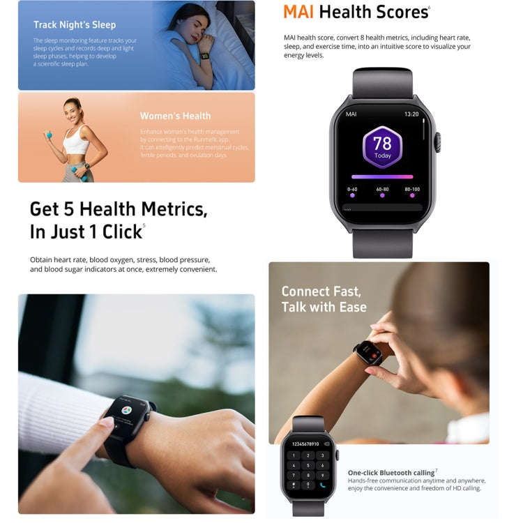 GTS7 2.0 inch Fitness Health Smart Watch, BT Call / Heart Rate / Blood Pressure / MET(Blue)