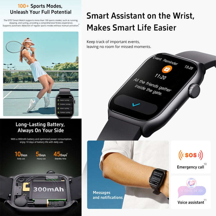 GTS7 2.0 inch Fitness Health Smart Watch, BT Call / Heart Rate / Blood Pressure / MET(Blue)