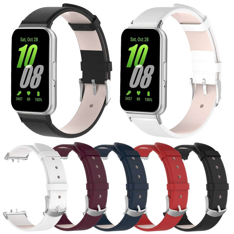For Samsung Galaxy Fit 3 PU Leather Watch Band(Dark Blue)