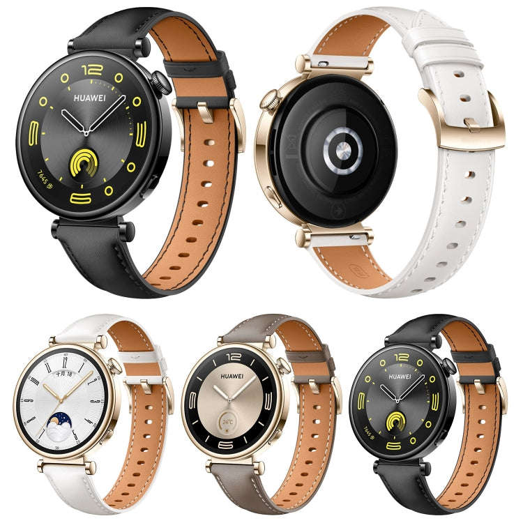 For Huawei Watch  GT 4 18mm Genuine Leather Watch Band(White)