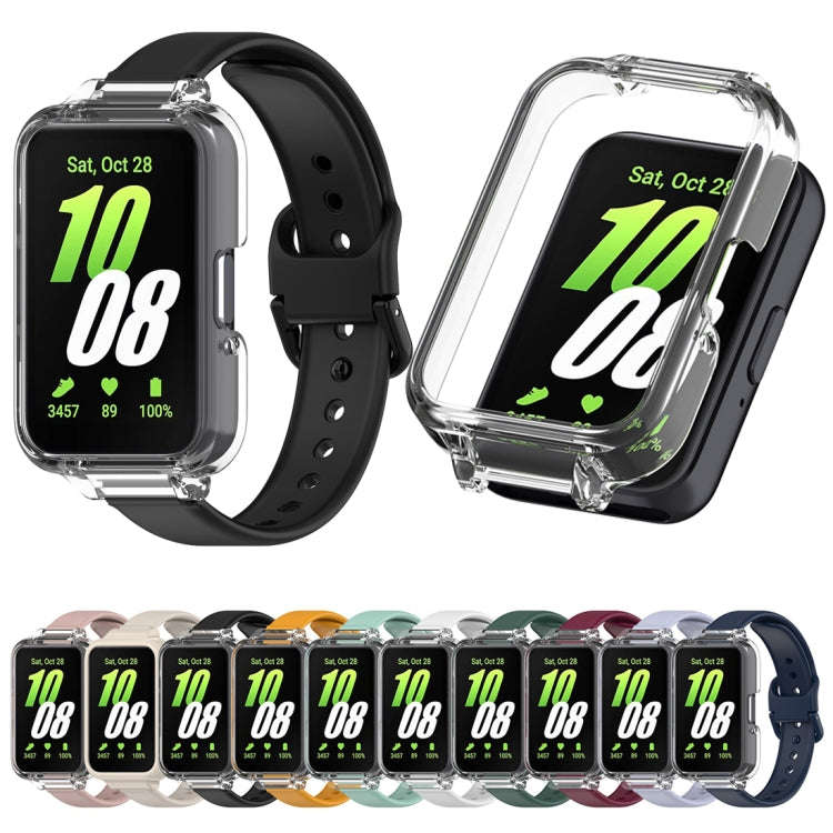 For Samsung Galaxy Fit 3 Half Coverage PC Watch Case + Silicone Watch Band Set(Green)