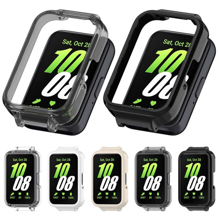 For Samsung Galaxy Fit 3 12mm Half Coverage Hollowed PC Watch Protective Case(Transparent Black)