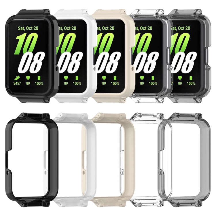 For Samsung Galaxy Fit 3 12mm Half Coverage Hollowed PC Watch Protective Case(Transparent Black)