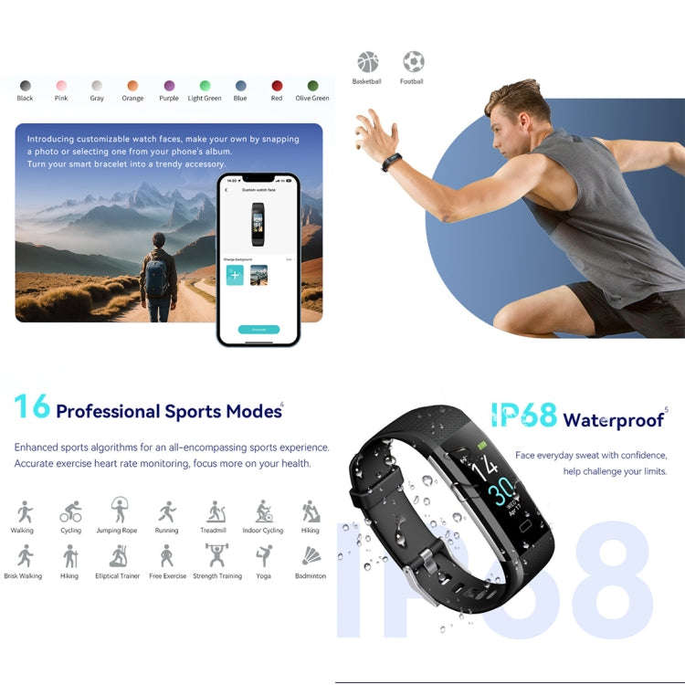 S5-4 Smart Bracelet IP68 Waterproof Heart Rate Sport Fitness Tracker Smart Watch(Army Green)
