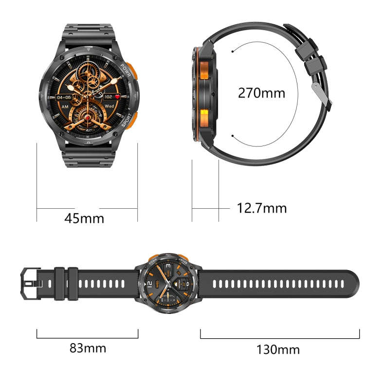 LEMFO AK59 1.43 inch AMLOED Round Screen Silicone Strap Smart Watch(Black)