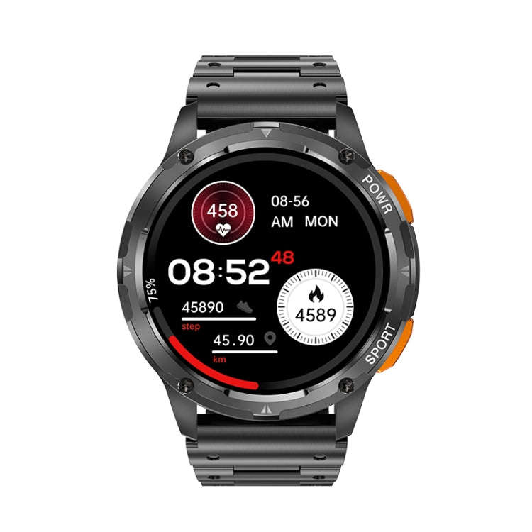 LEMFO AK59 1.43 inch AMLOED Round Screen Steel Strap Smart Watch(Black)