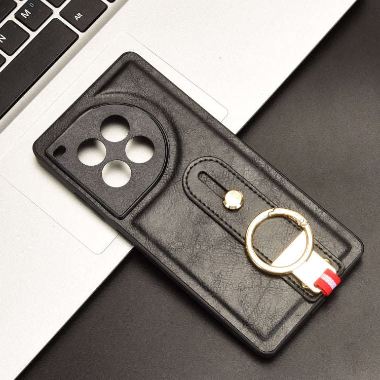 For OnePlus Ace 3 Pro 5G Wristband Leather Back Phone Case(Black)