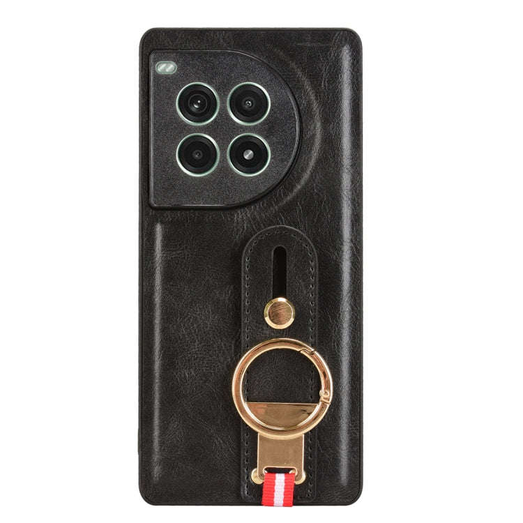 For OnePlus Ace 3 Pro 5G Wristband Leather Back Phone Case(Black)