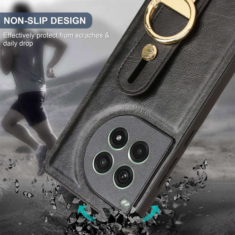 For OnePlus Ace 3 Pro 5G Wristband Leather Back Phone Case(Black)