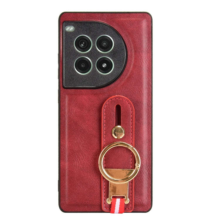 For OnePlus Ace 3 Pro 5G Wristband Leather Back Phone Case(Red)