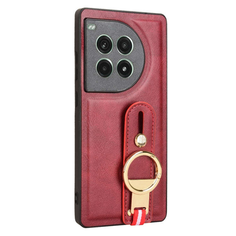 For OnePlus Ace 3 Pro 5G Wristband Leather Back Phone Case(Red)