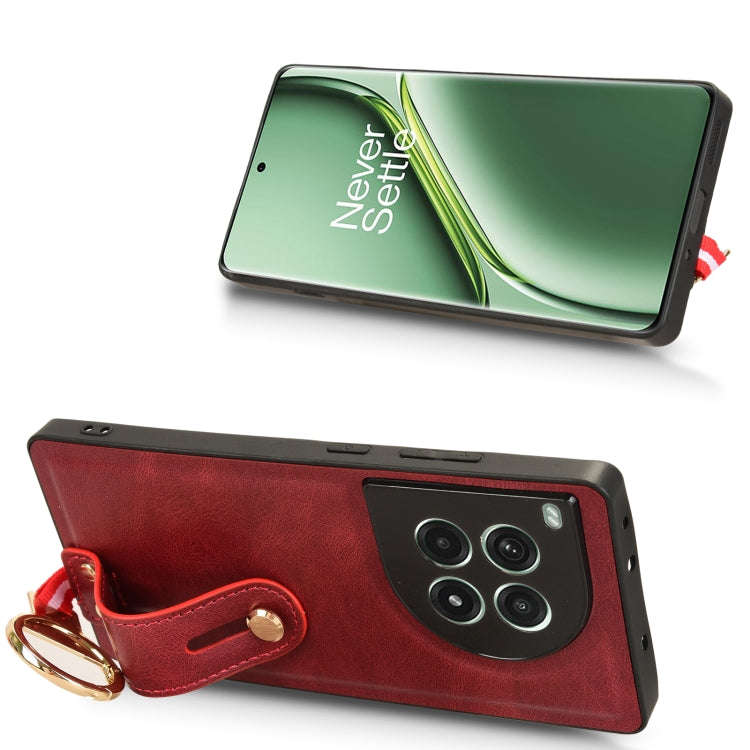 For OnePlus Ace 3 Pro 5G Wristband Leather Back Phone Case(Red)