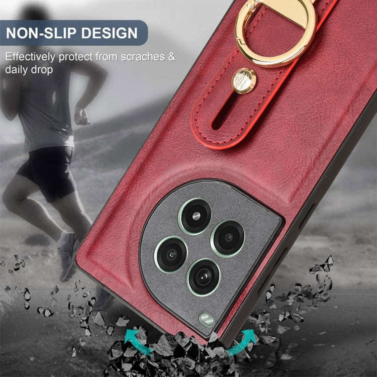 For OnePlus Ace 3 Pro 5G Wristband Leather Back Phone Case(Red)
