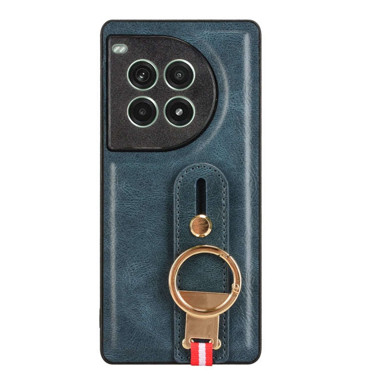For OnePlus Ace 3 Pro 5G Wristband Leather Back Phone Case(Blue)