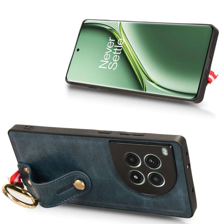 For OnePlus Ace 3 Pro 5G Wristband Leather Back Phone Case(Blue)