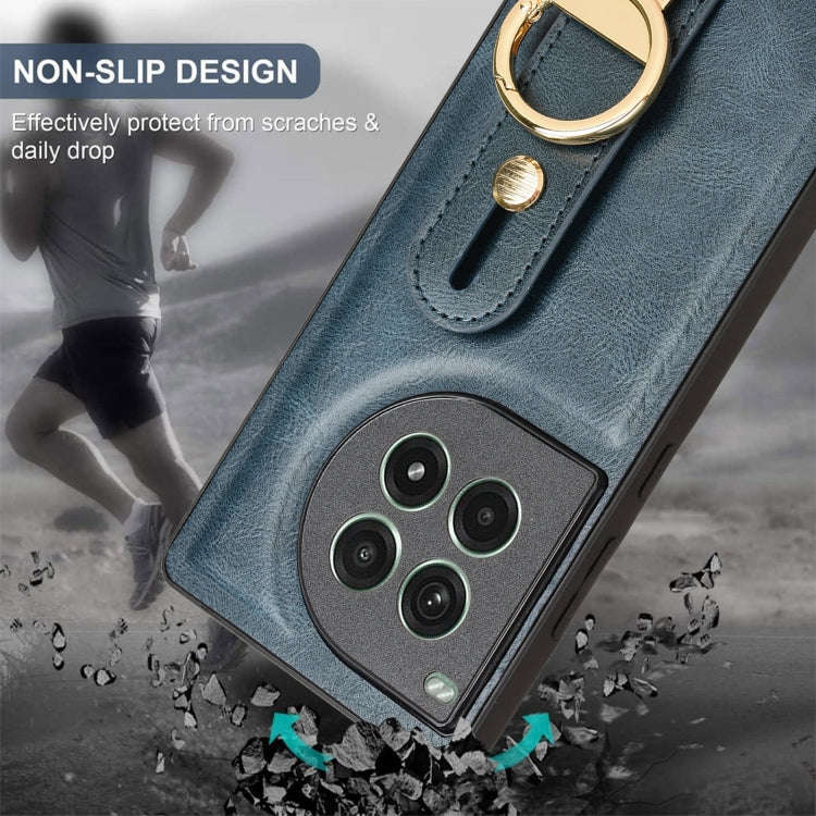 For OnePlus Ace 3 Pro 5G Wristband Leather Back Phone Case(Blue)