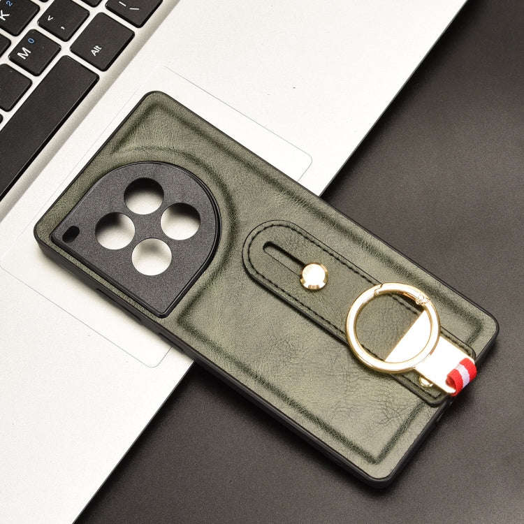 For OnePlus Ace 3 Pro 5G Wristband Leather Back Phone Case(Green)