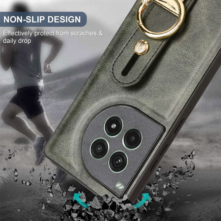 For OnePlus Ace 3 Pro 5G Wristband Leather Back Phone Case(Green)