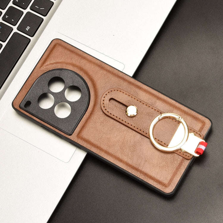 For OnePlus Ace 3 Pro 5G Wristband Leather Back Phone Case(Brown)