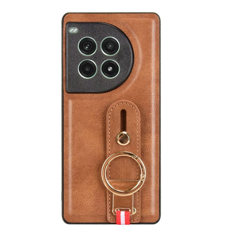 For OnePlus Ace 3 Pro 5G Wristband Leather Back Phone Case(Brown)