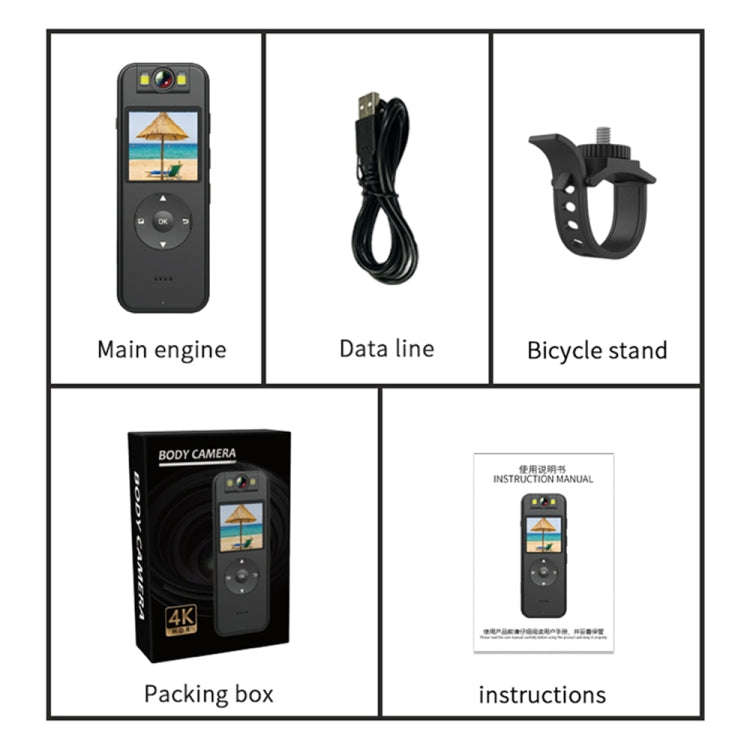 Z09 4K HD Clip-On Smart Video Recorder with Ring Stand(Black)