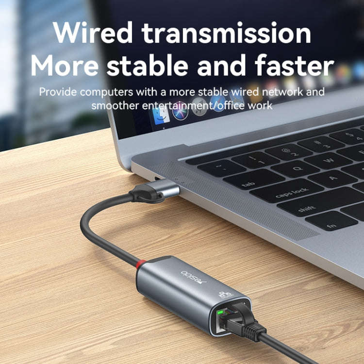 Yesido HB26 2 in 1 USB+USB-C/Type-C to Ethernet Adapter(Grey)