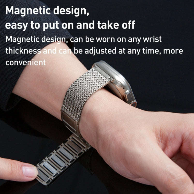 For Apple Watch Series 7 41mm Magnetic Clasp Braided Chain Stainless Steel Watch Band(Silver)