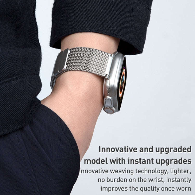 For Apple Watch Series 7 41mm Magnetic Clasp Braided Chain Stainless Steel Watch Band(Silver)