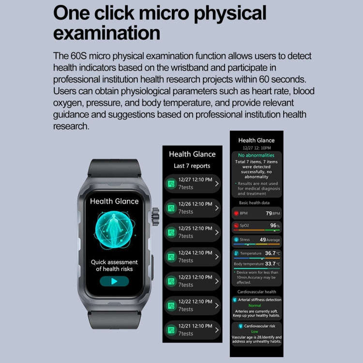 TK79 1.47 inch IP68 Waterproof Smart Watch, Support ECG / Blood Glucose / Blood Oxygen Monitoring...