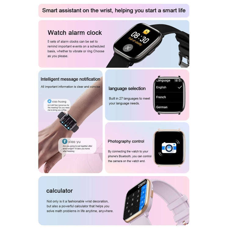 HD12 1.75 inch IP68 Waterproof Smart Watch, Support Blood Oxygen Monitoring(Black)