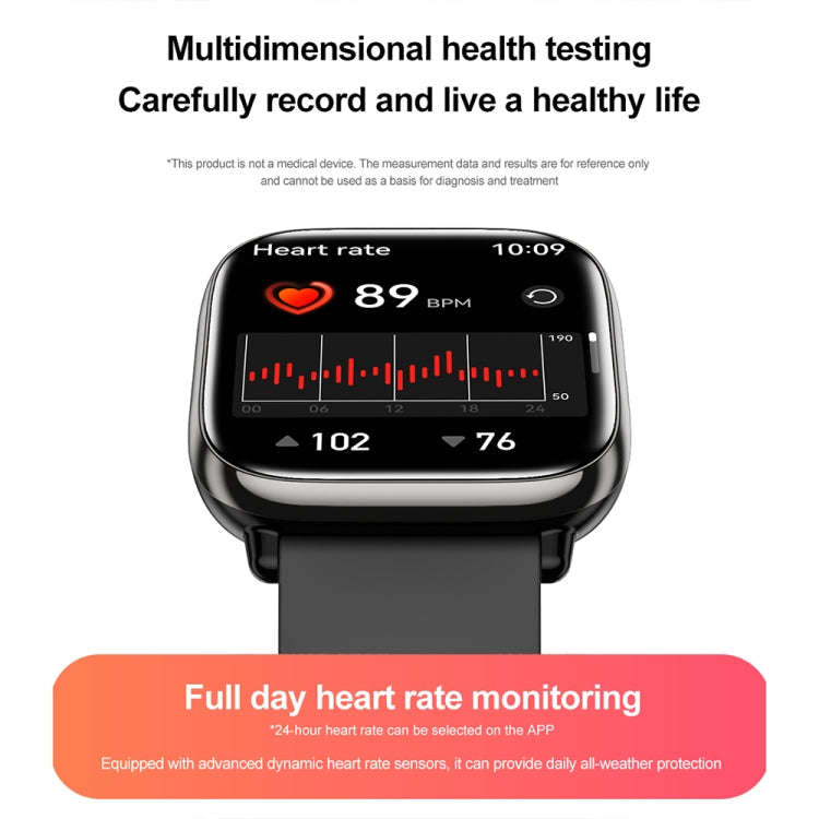 HD12 1.75 inch IP68 Waterproof Smart Watch, Support Blood Oxygen Monitoring(Black)