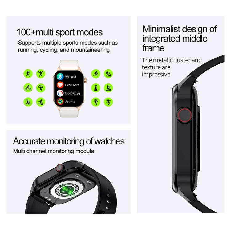 T98 2.04 inch IP68 Waterproof Bluetooth Call Smart Watch, Support Blood Oxygen Monitoring(Black)
