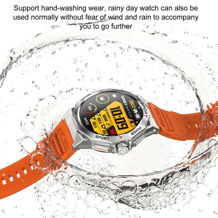 LEMFO K62 1.43 inch AMOLED Round Screen Smart Watch Supports Bluetooth Calls(Silver Orange)